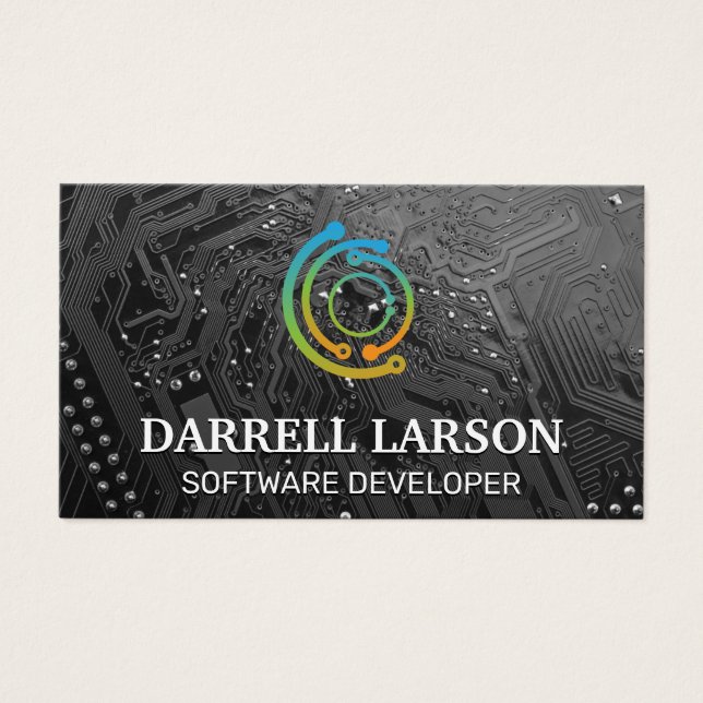 Carte de circuit noir | Logo technologique (Devant)