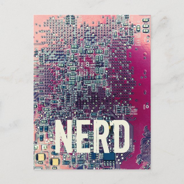 Carte de circuit rouge conception rétro nerd (Devant)