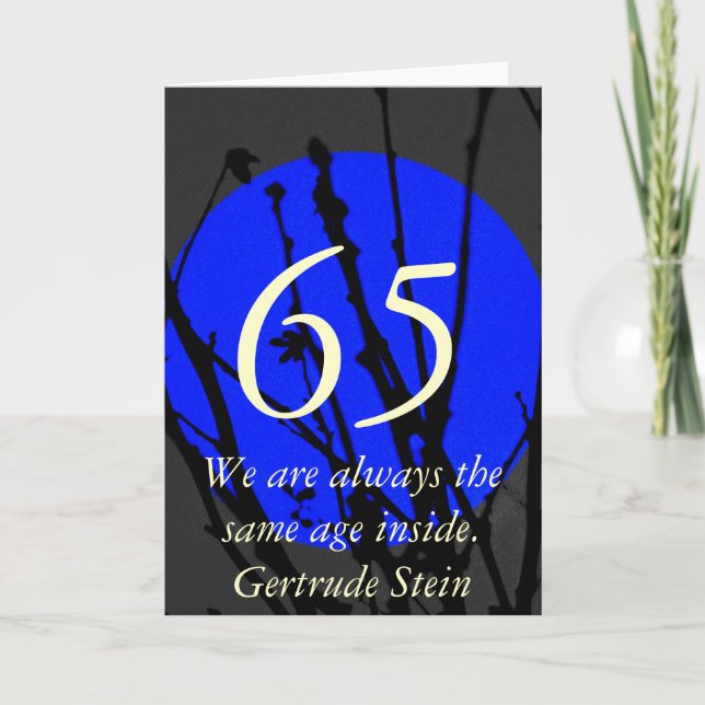 Carte de citation bleue et noire pour 65e annivers (Devant)