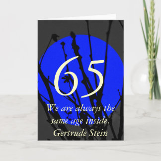 Carte de citation bleue et noire pour 65e annivers