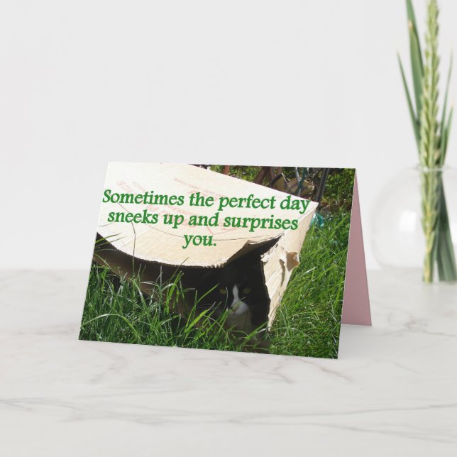 Carte de citation de chat Tuxedo cachant une journ (Devant)