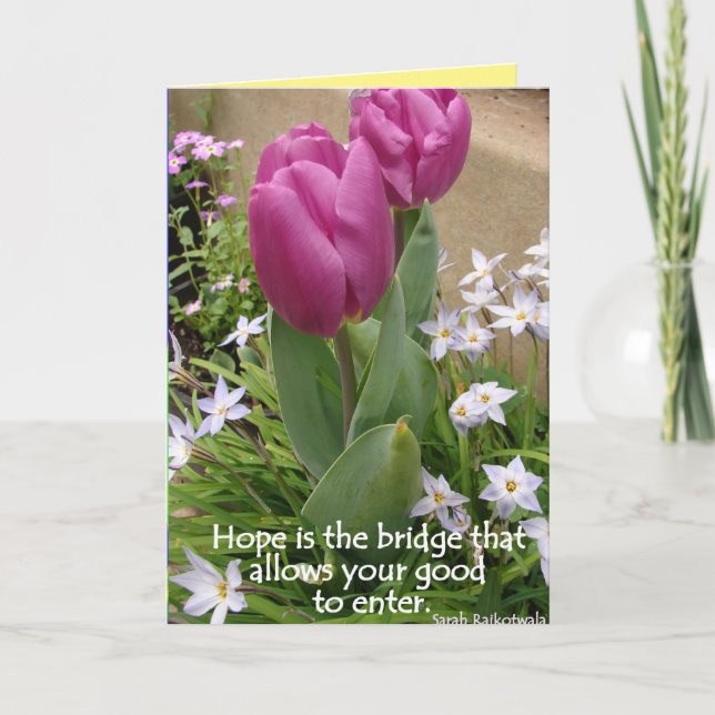 Carte de citation de fleurs de tulipes Espoir est  (Devant)