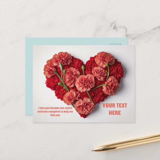 Carte de citation romantique et message personnali (Devant/Arrière en situation)