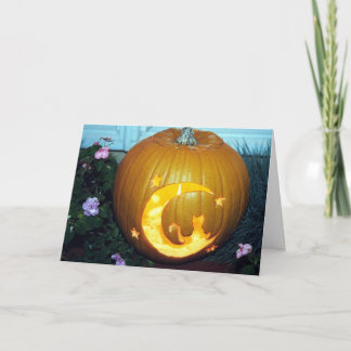 Carte de citrouille de lune de chat