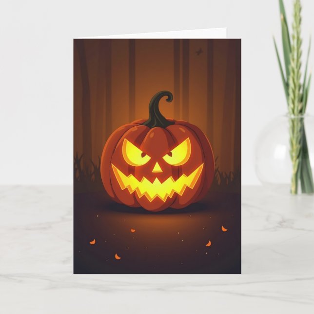 Carte de citrouille lumineuse Jack O Lantern (Devant)