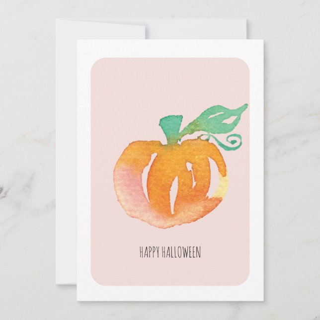 Carte de citrouille peinte à la main Joyeux Hallow (Devant)