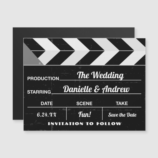 Carte de clap de film Noir Blanc Mariage Enregistr (Devant / Derrière)
