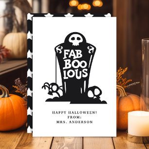 Carte de classe Fab Boo Lous pour Halloween Tombst