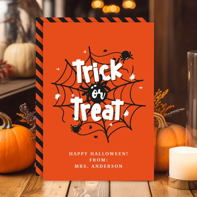 Carte de classe Halloween araignées Trick or Treat (Créateur téléchargé)