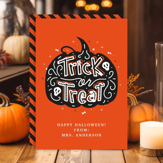 Carte de classe Halloween Citrouille Trick or Trea (Créateur téléchargé)