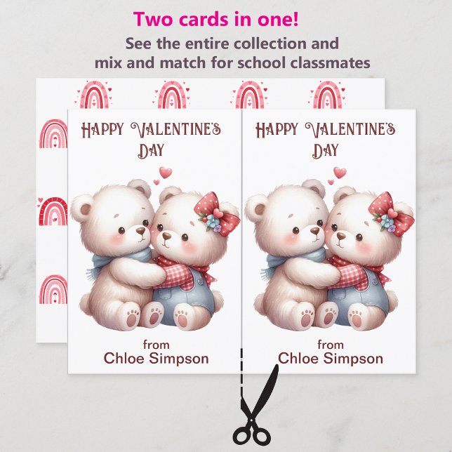 Carte de classe Nounours pour enfants Valentine (Créateur téléchargé)