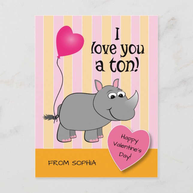 Carte de classe Rhino Valentine's Day (Devant)