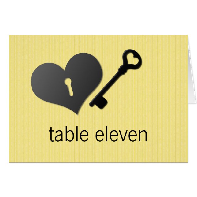 Carte de clé et verrou du coeur jaune (Devant horizontal)