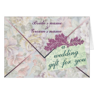 Carte de clôture d'argent de cadeau de mariage