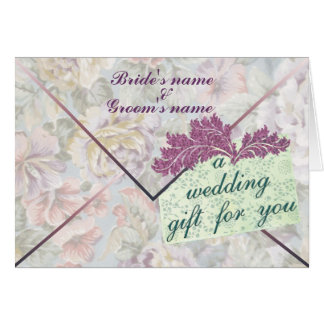 Carte de clôture d'argent de cadeau de mariage