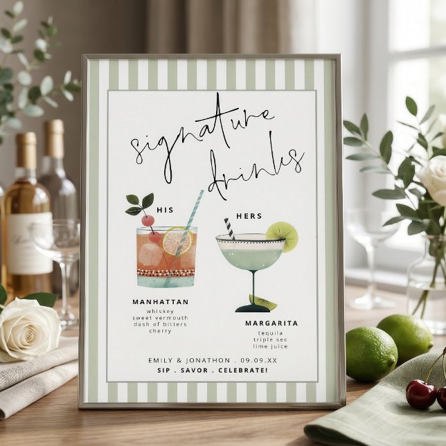 Carte de cocktails boissons signatures Green Strip (Créateur téléchargé)