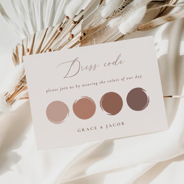 Carte de code de tenue Mauve, Brun Orange & Bronze (Mauve, Brunt Orane & Bronze Rose Dress Code Card)