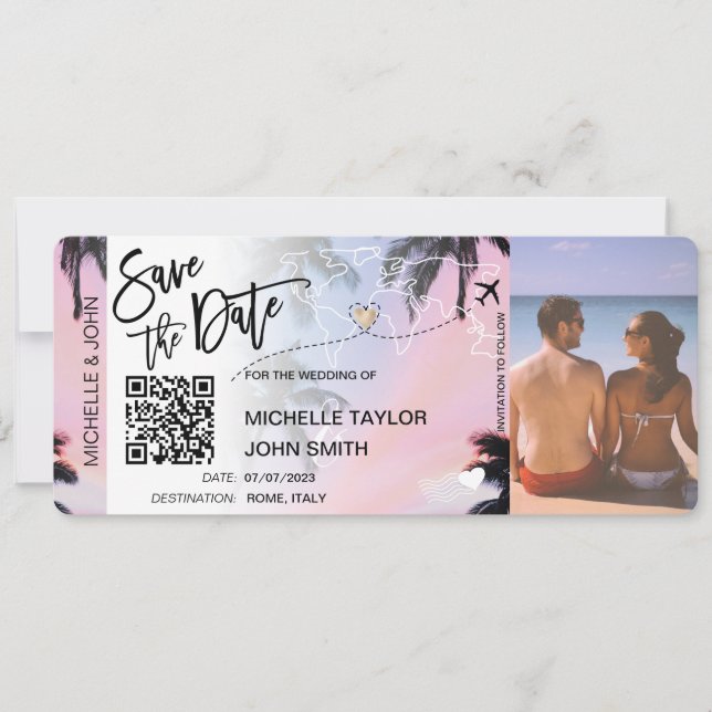 Carte de code QR de sauvegarde de la date d'embarq (Devant)