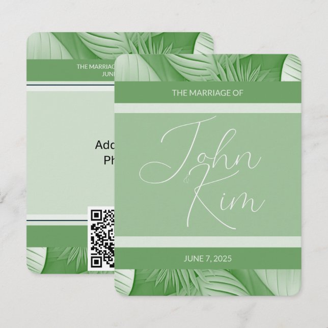 Carte de code QR photo pour Mariage tropical (Devant / Derrière)