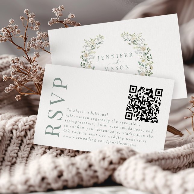 Carte de code RSVP QR pour mariage floral simple (Créateur téléchargé)