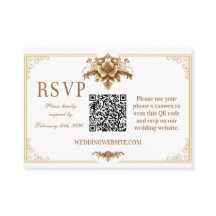 Carte de code RSVP QR royale dorée