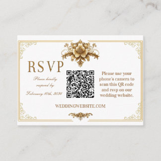Carte de code RSVP QR royale dorée