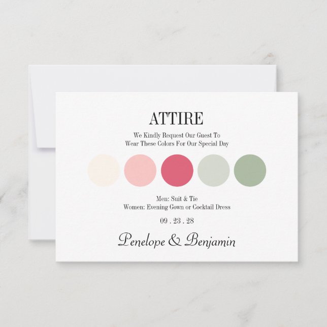 Carte de Code Vestimentaire pour Mariage Moderne (Devant)
