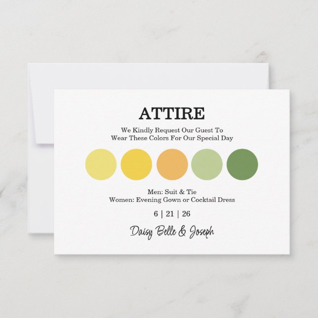 Carte de Code Vestimentaire pour Mariage Moderne (Devant)