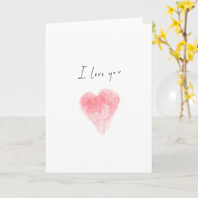 Carte de cœur à l'aquarelle 'Je t'aime' (Fleur jaune)