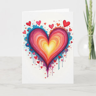 Carte de cœur d'amour à l'aquarelle