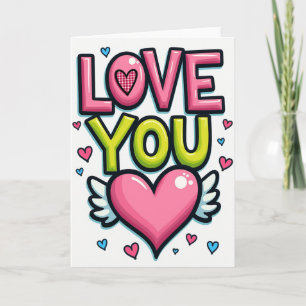 Carte de cœur d'amour mignon