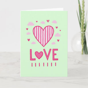 Carte de cœur d'amour rose mignonne