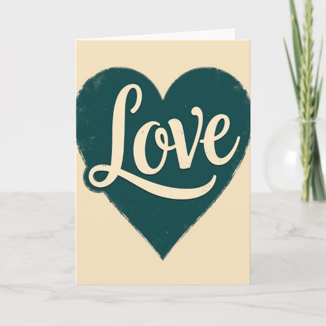 Carte de cœur d'amour vintage simple (Devant)