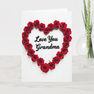 Carte de cœur de roses pour grand-mère