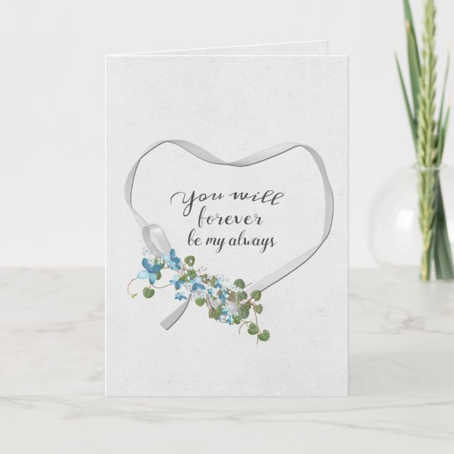 Carte de cœur de ruban avec bouquet de lierre (Devant)