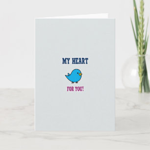 Carte de cœur d'oiseau d'amour mignon
