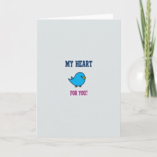 Carte de cœur d'oiseau d'amour mignon (Devant)
