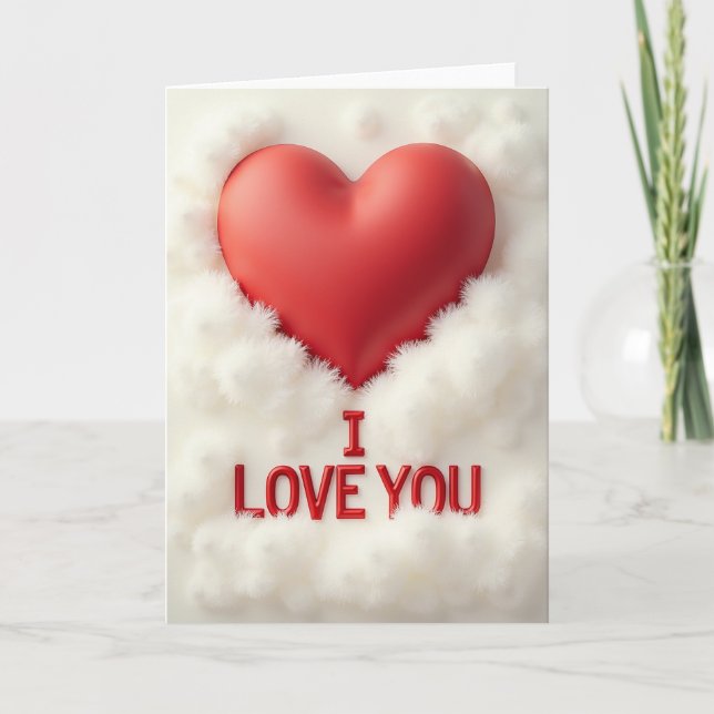 Carte de cœur en nuage Je t'aime (Devant)