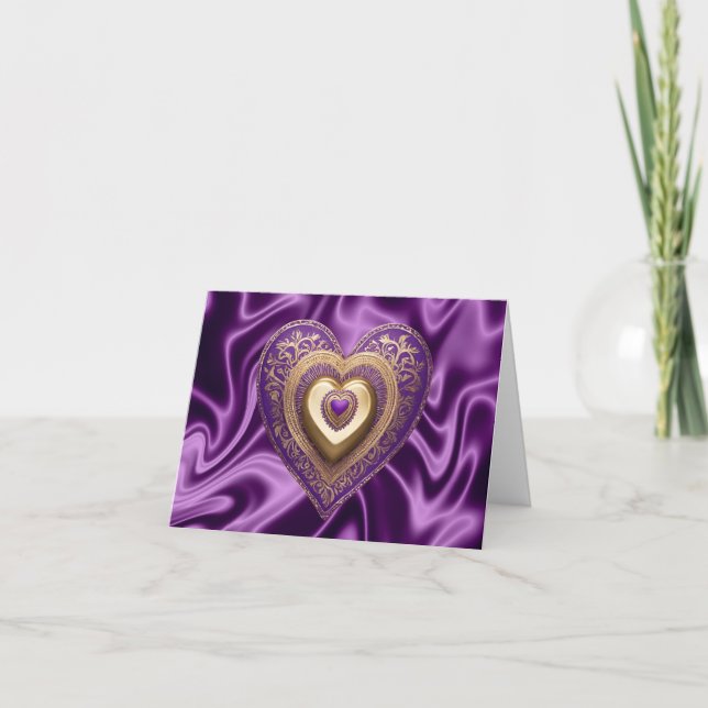 Carte de coeur en or violet (Devant)