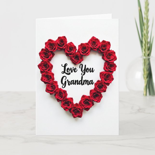 Carte de cœur grand-mère Rose Je t'aime (Devant)