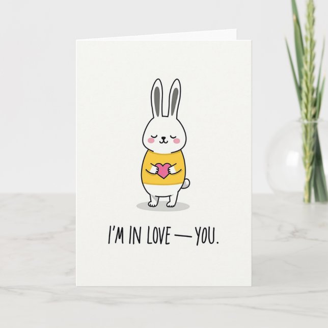 Carte de cœur Lapin Je t'aime (Devant)