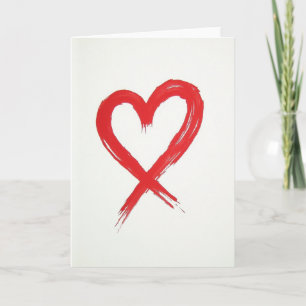 Carte de cœur minimaliste au pinceau rouge