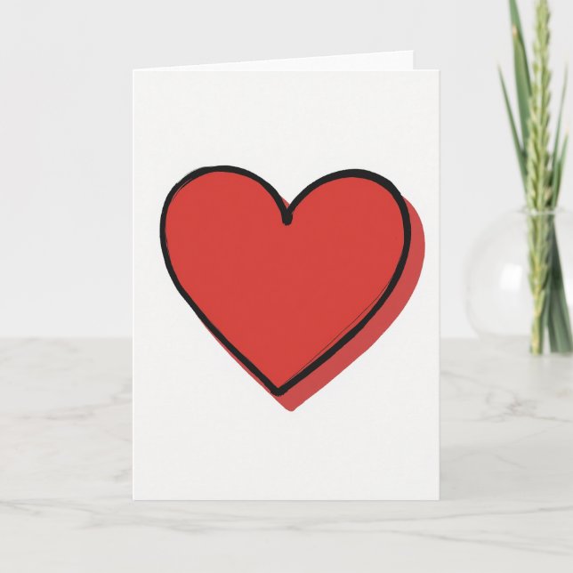 Carte de cœur rouge minimaliste (Devant)