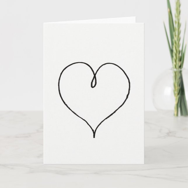 Carte de cœur simple dessiné à la main (Devant)