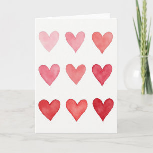 Carte de coeurs à l'aquarelle rose rouge