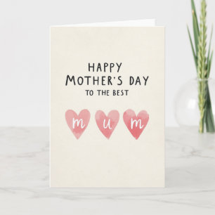 Carte de coeurs aquarelle pour la meilleure maman