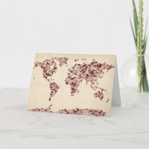 Carte de coeurs d'amour de la carte du monde