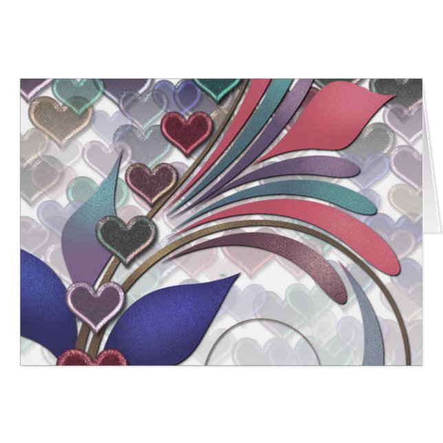 Carte de coeurs de bijoux (blanc) (Devant horizontal)