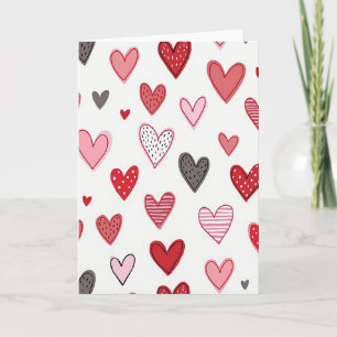 Carte de coeurs dessinés minimaliste