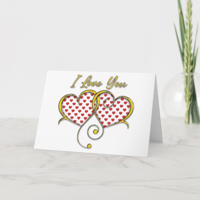 Carte de coeurs dorés 'Je t'aime' Design (Devant)